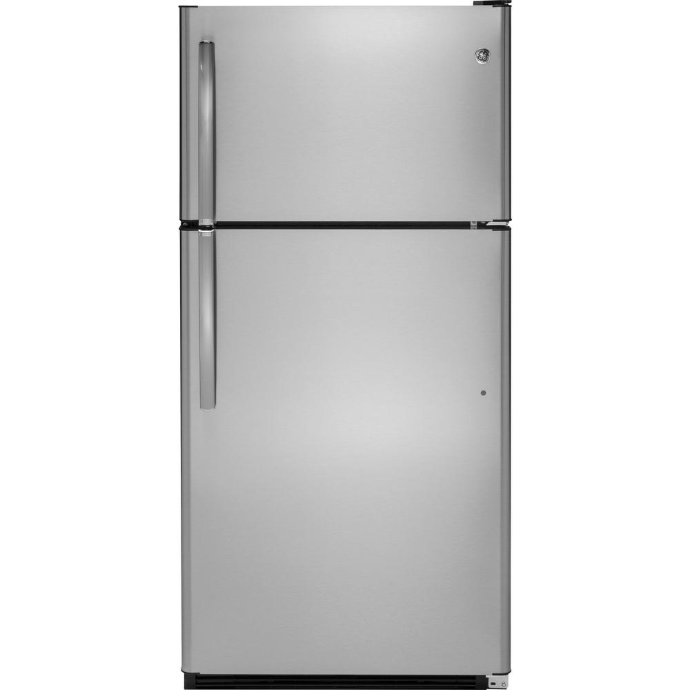 GE 20.6 cu. ft. Top Freezer Refrigerator in Stainless Steel-GTS21FSKSS Stainless Steel Fridge Home Depot