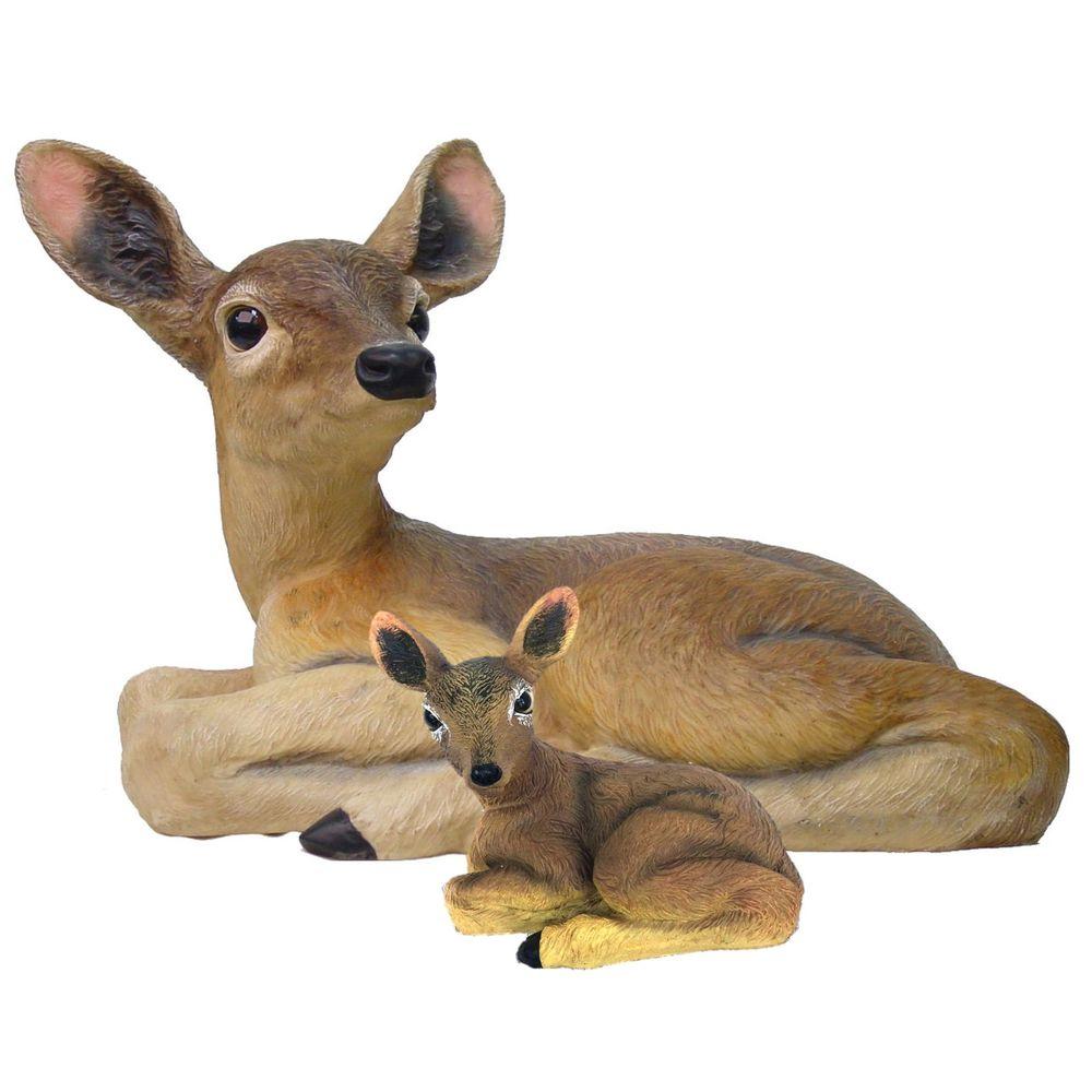 Deer Garden Statues Outdoor Decor The Home Depot Lying Deer And Baby Fawn 6 In Statue Combo Family Set