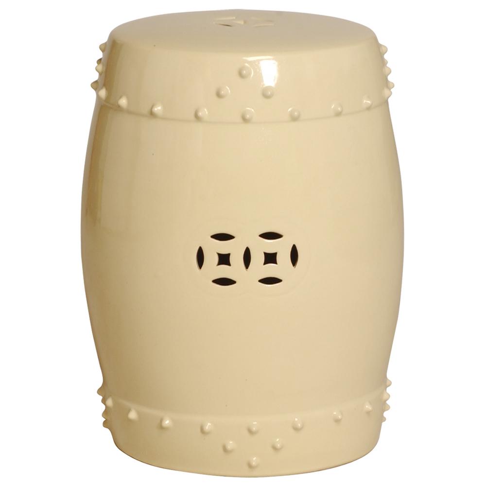 Emissary Large Cream Drum Ceramic Garden Stool1255CM The Home Depot