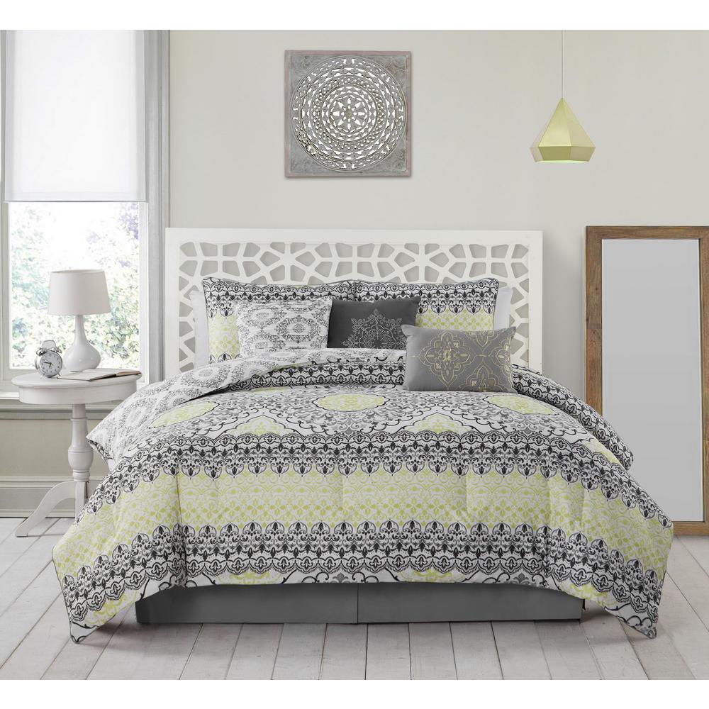Siriano Crinkle Velvet Rose King Comforter Set Cs2716rokg Celia 7 Piece Grey And Lime King Comforter Set