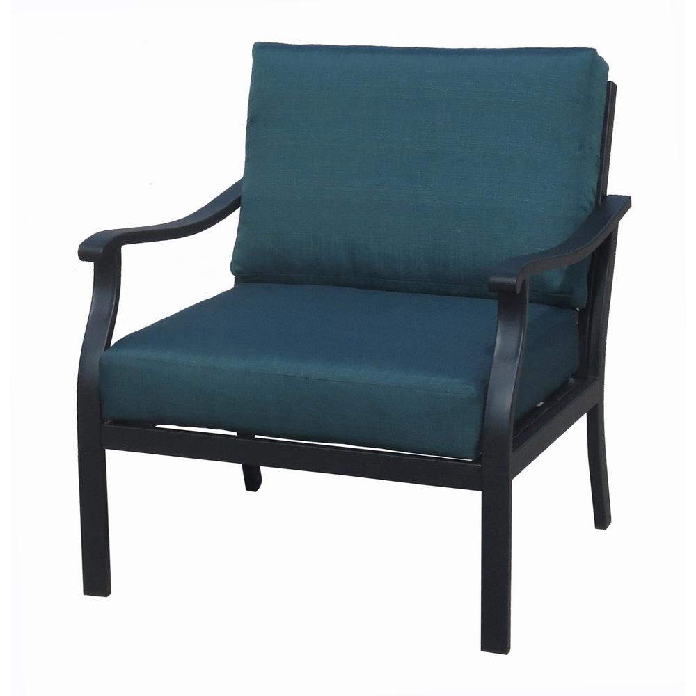 Hampton Bay Riley KD Stationary Metal Steel Outdoor Lounge Chair with
