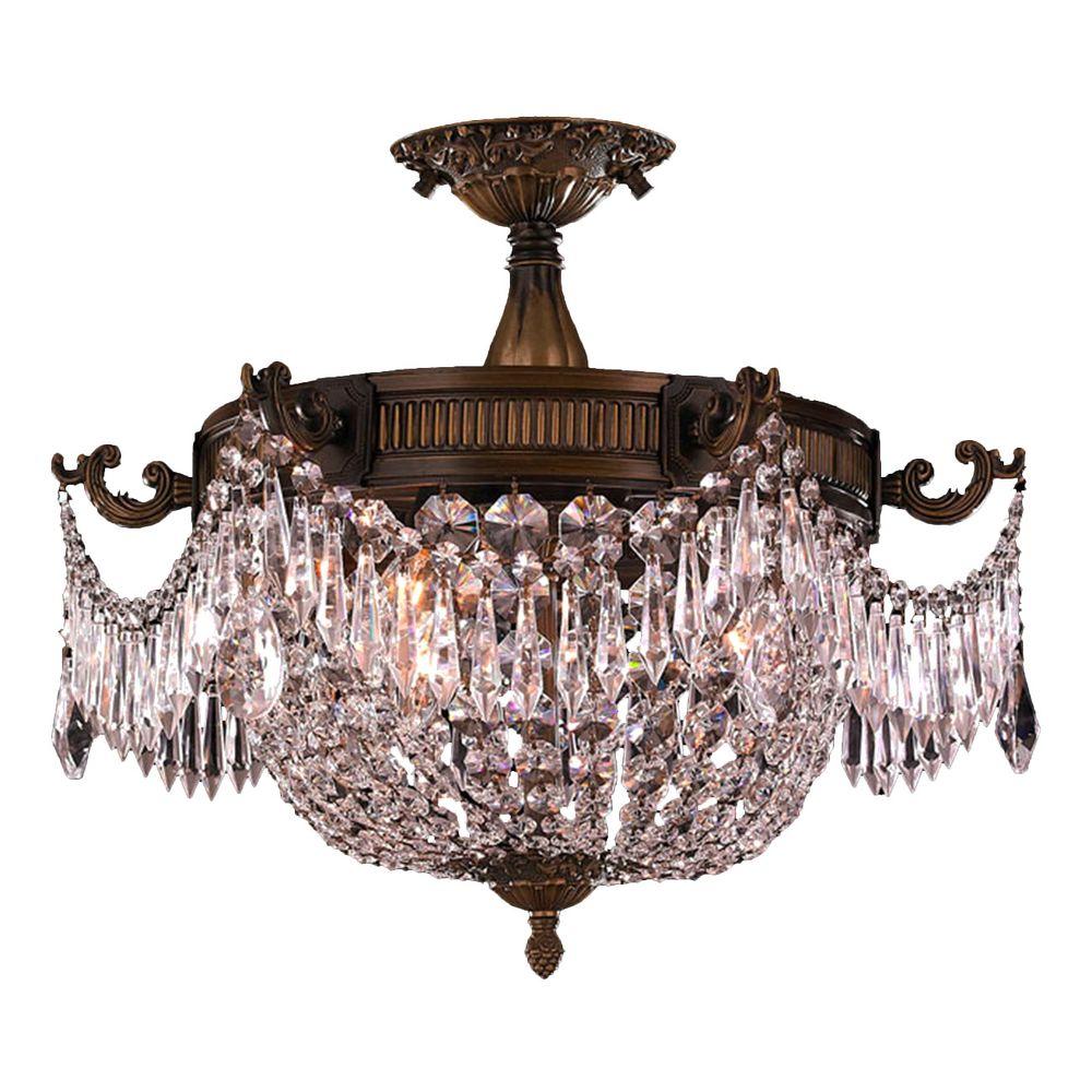 Worldwide Lighting Winchester Collection 3 Light Antique Bronze Worldwide Lighting Winchester Collection 3 Light Antique Bronze Crystal Flushmount