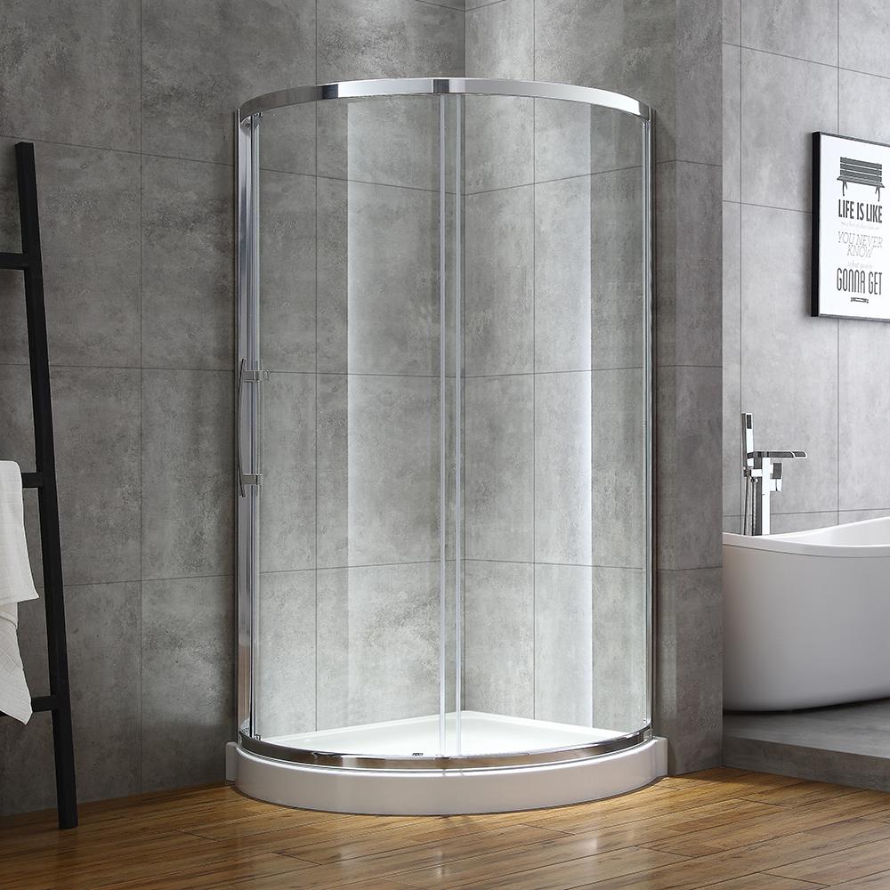 Glacier Bay Maia 36 in. x 72.80 in. Semi-Frameless Sliding Corner ...