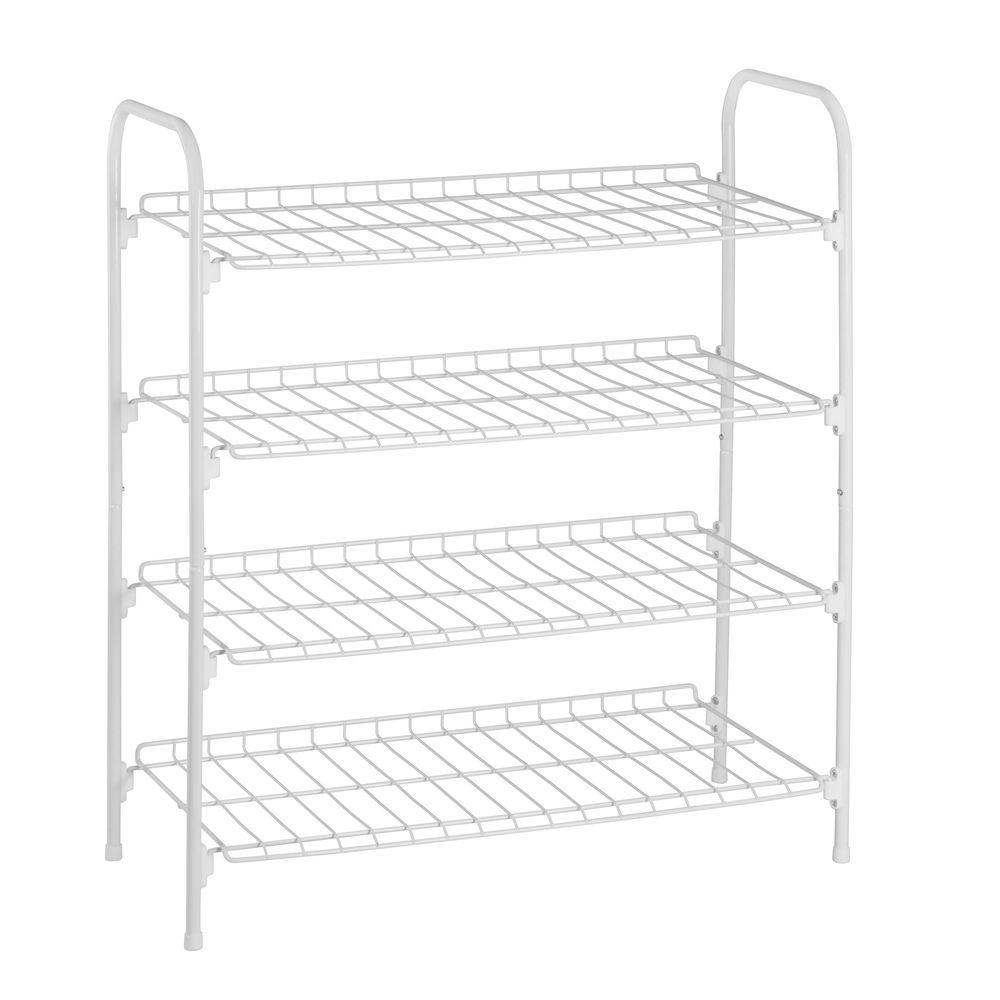 Whitmor White Wire Collection 25 In X 27 88 In 4 Tier Closet Shelves 6023 211 The Home Depot