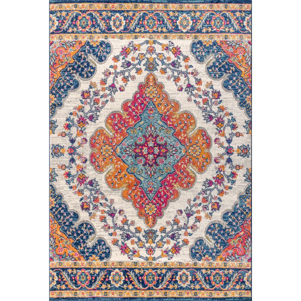 JONATHAN Y Bohemian Flair Boho Blue/Multi 3 ft. x 5 ft. Vintage Medallion Indoor Area Rug