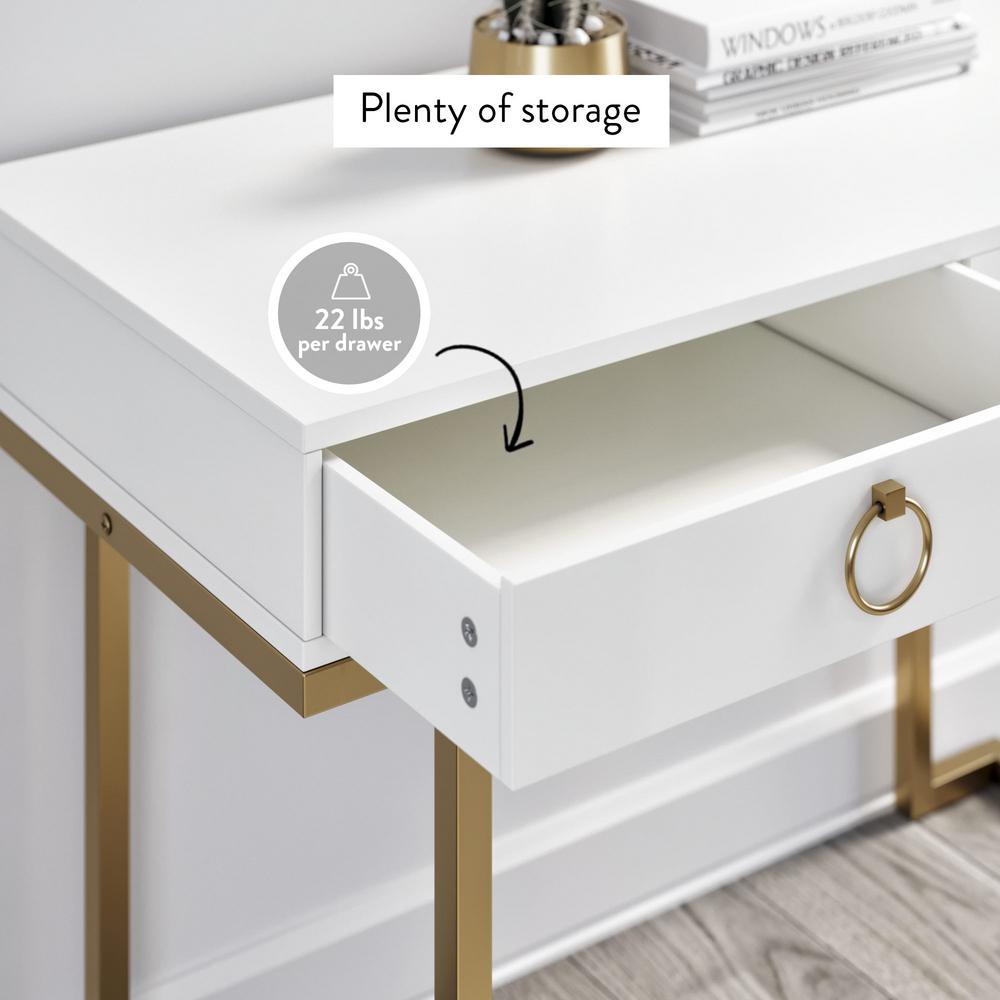 Nathan James Leighton White 2 Drawer Writing Desk Or Vanity With Nathan James Leighton White 2 Drawer