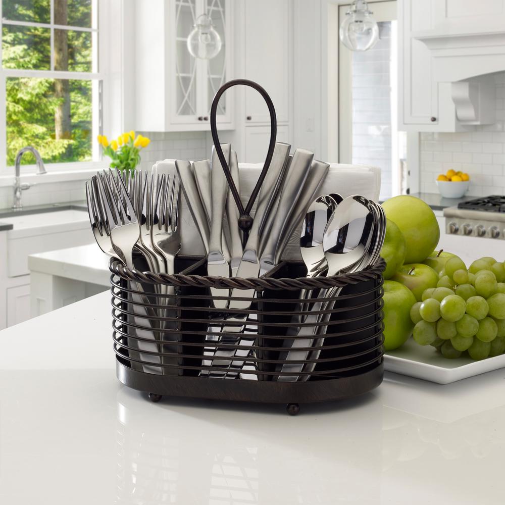 Utensil Trays Silverware Cads Countertop Storage The Home Depot Rope Napkin Flatware Caddy