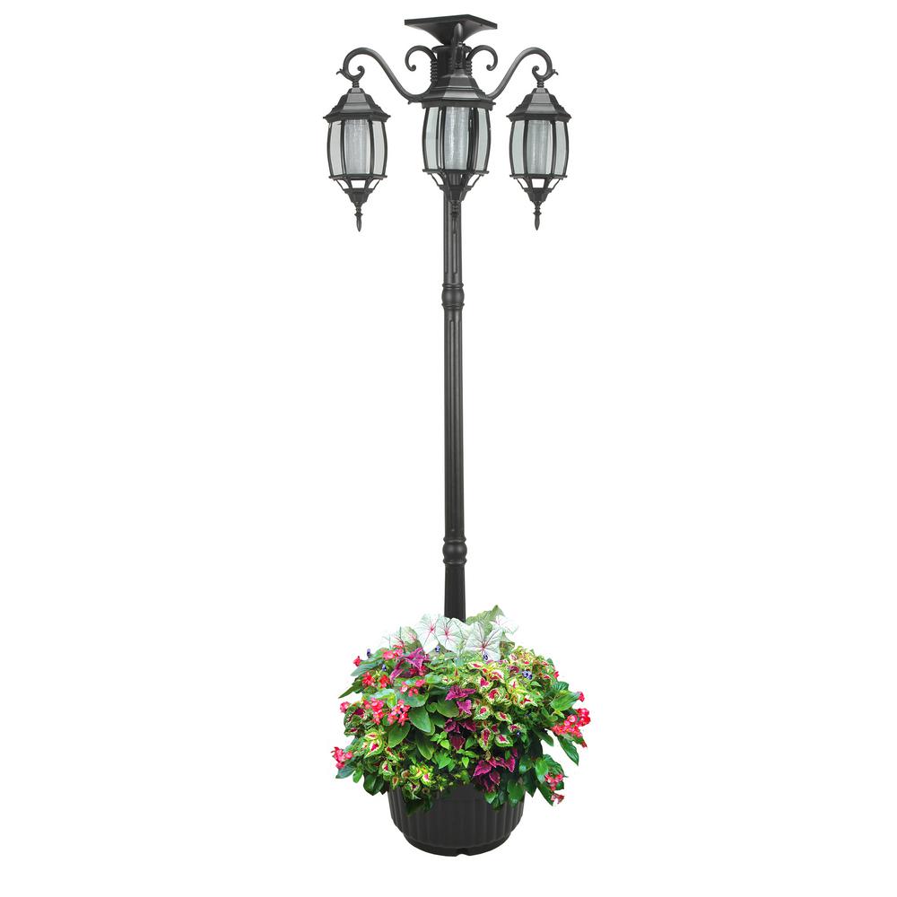 Sunray Madison 3 Light Black Integrated Led Solar Lamp Post And Black Integrated Led Solar Lamp Post