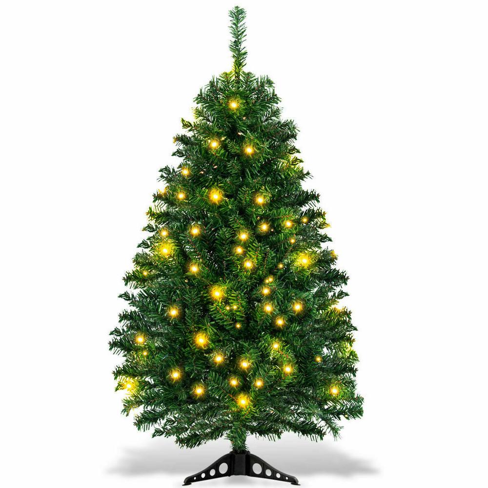 WELLFOR 4 ft. Pre-Lit LED Full Artificial Christmas Tree with 100 Multi ...