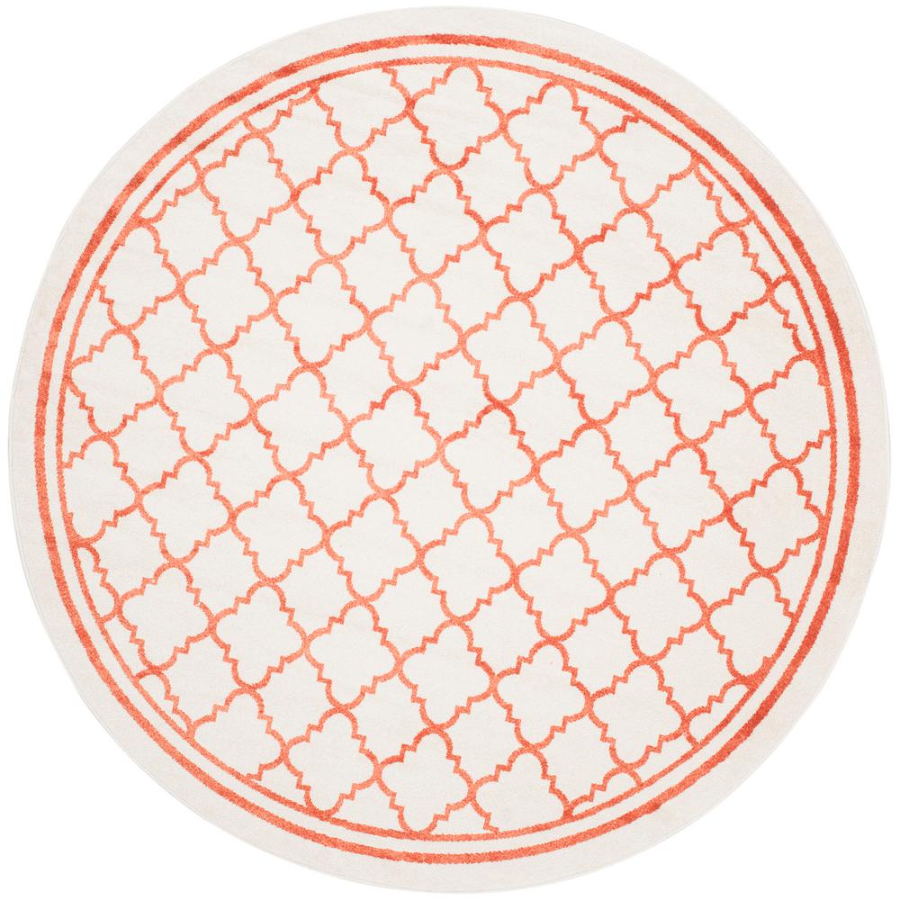 Safavieh Amherst Beige/Orange 7 ft. x 7 ft. Indoor/Outdoor Round Area