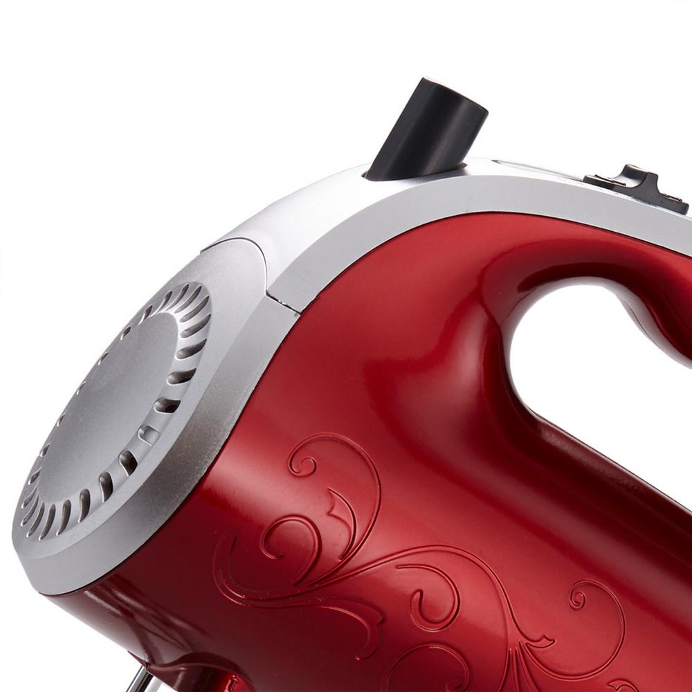 Red New Brentwood 150 Watt 5-Speed Handheld Mixer with Chrome Plated Beaters