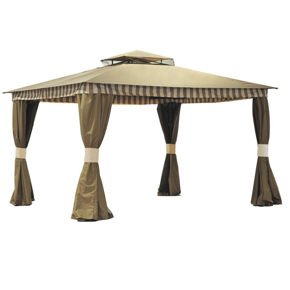 Sunjoy Larson 12 ft. x 10 ft. Aluminum Fabric GazeboLGZ339PAL The Home Depot