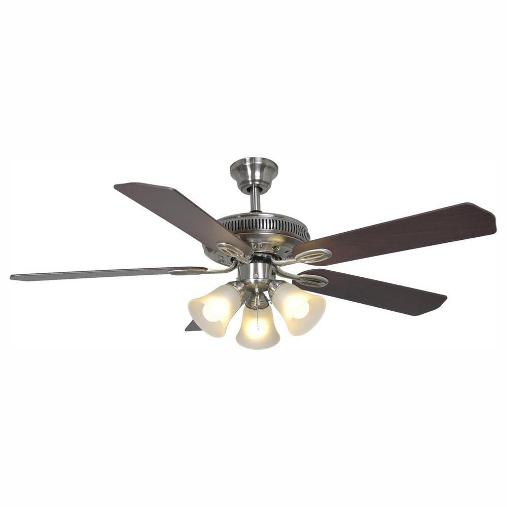 Hampton Bay Glendale 52 In Led Indoor Brushed Nickel Ceiling Fan With Light Kit