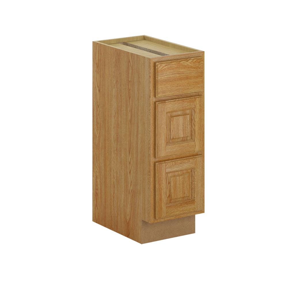 Hampton Bay Madison Assembled 12x34 5x21 In Bathroom Vanity Drawer Base Cabinet Warm Oak