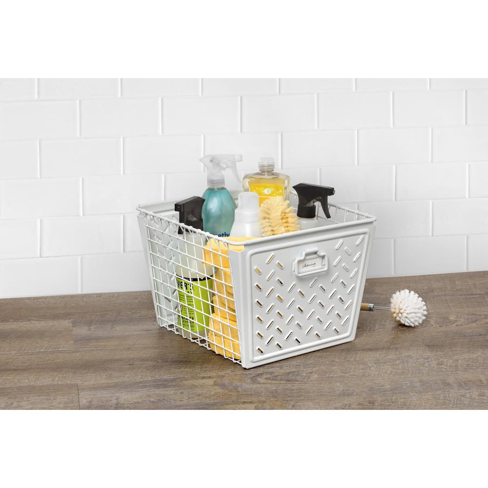 Spectrum Macklin Large Metal Basket in White84000 The Home Depot