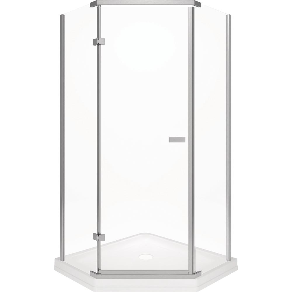 Delta 38 in. x 72 in. Semi-Frameless Pivot Door in Stainless with 38 in ...