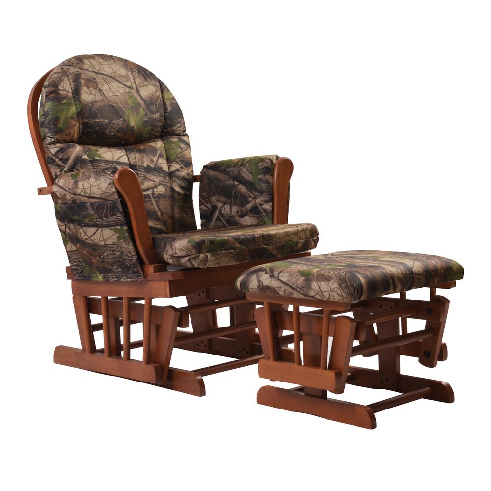 ARTIVA Home Deluxe Camouflage Fabric Cushion Glider Chair and Ottoman