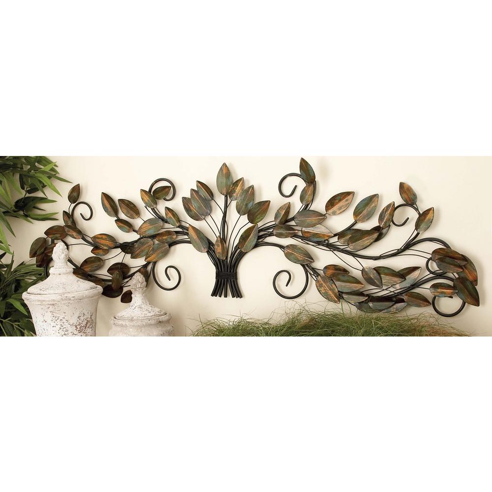 Litton Lane 47 In X 14 New Traditional Brown And Green Metal New Traditional Brown And Green Metal Gathered