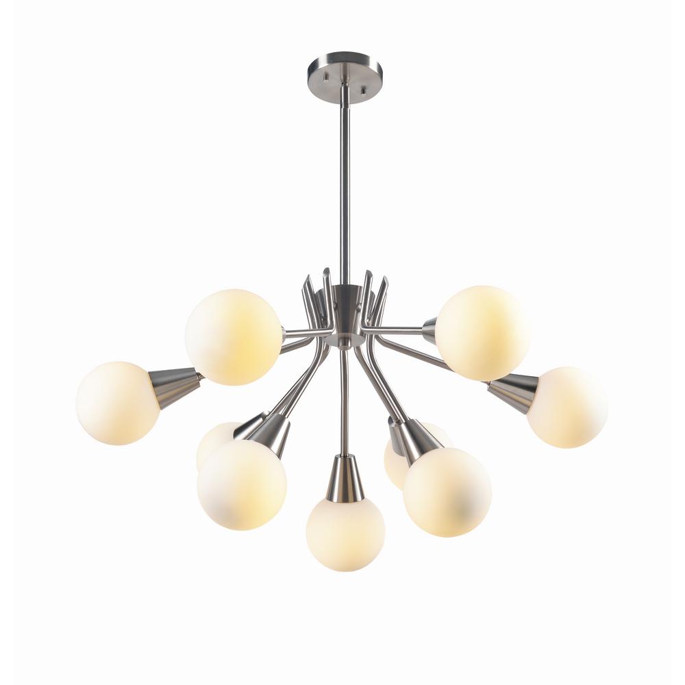 Blown Glass Kenroy Home Chandeliers Lighting The Depot Vaughn 9 Light Steel Chandelier White Glass Shade