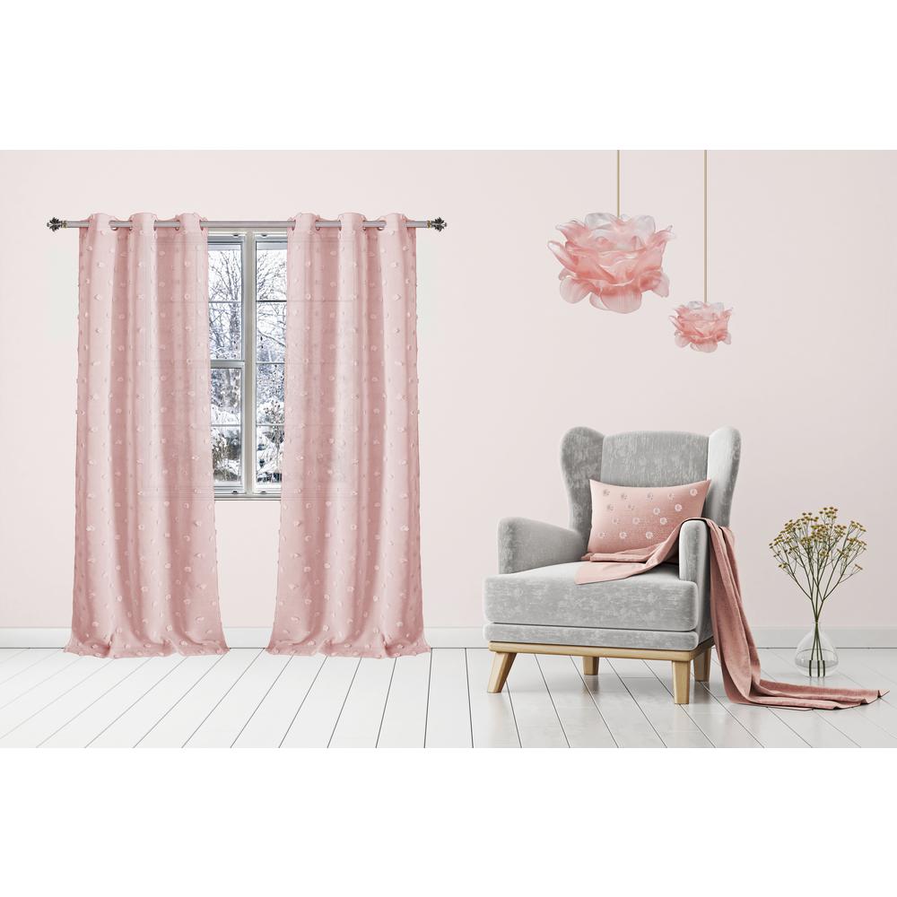 Dainty Home Snowball 38 In W X 84 L Semi Sheer Window Curtain L Semi Sheer Window Curtain Panel Pair In Rose 2 Pack