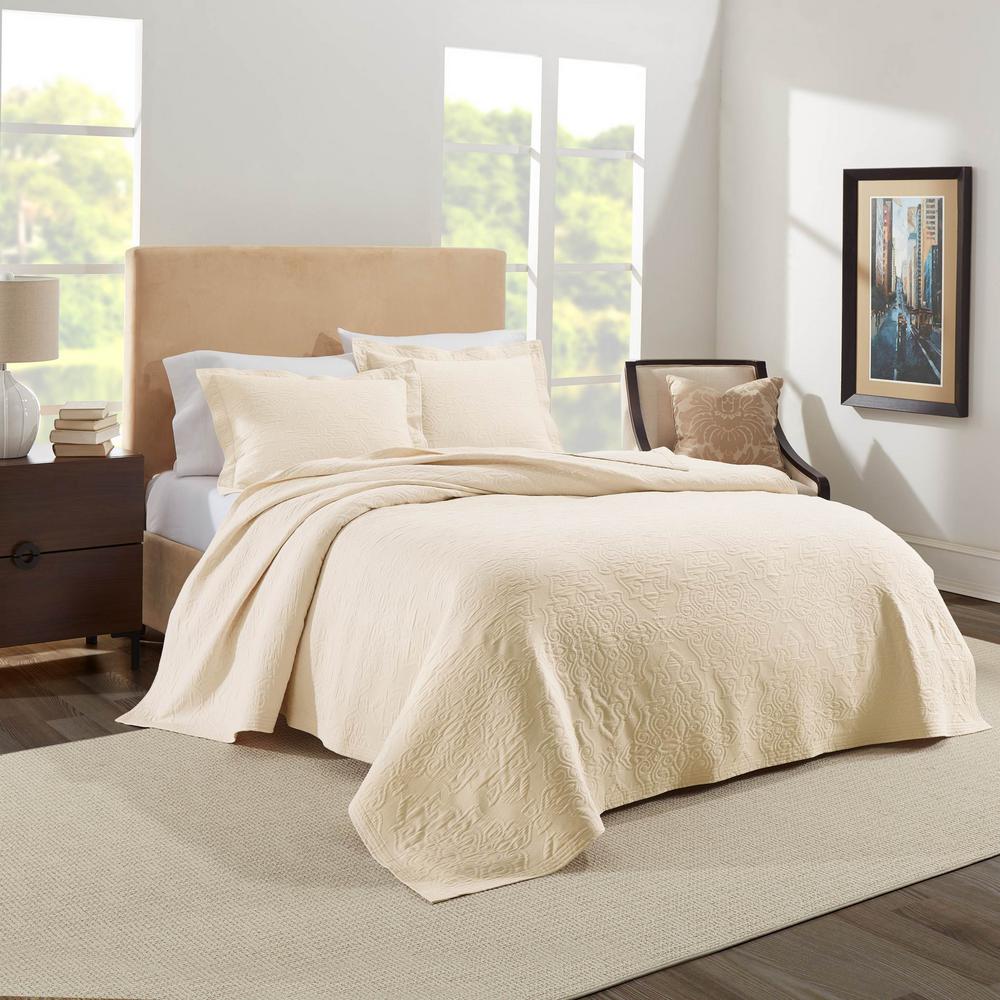 Raphaela Cotton Queen Cream Coverlet Set M27qcvrpcr The Home Depot