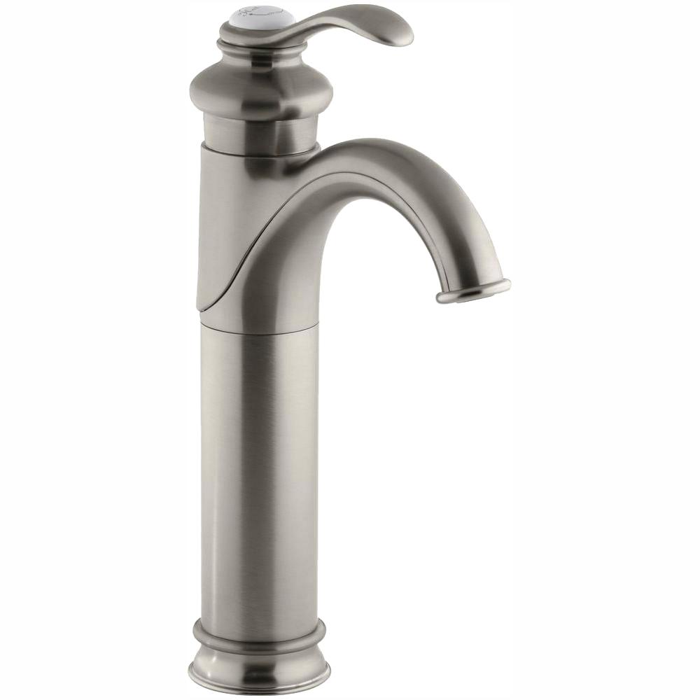 Kohler Fairfax Tall Single Hole Handle Low Arc Water Saving Bathroom Faucet In Vibrant Brushed Nickel
