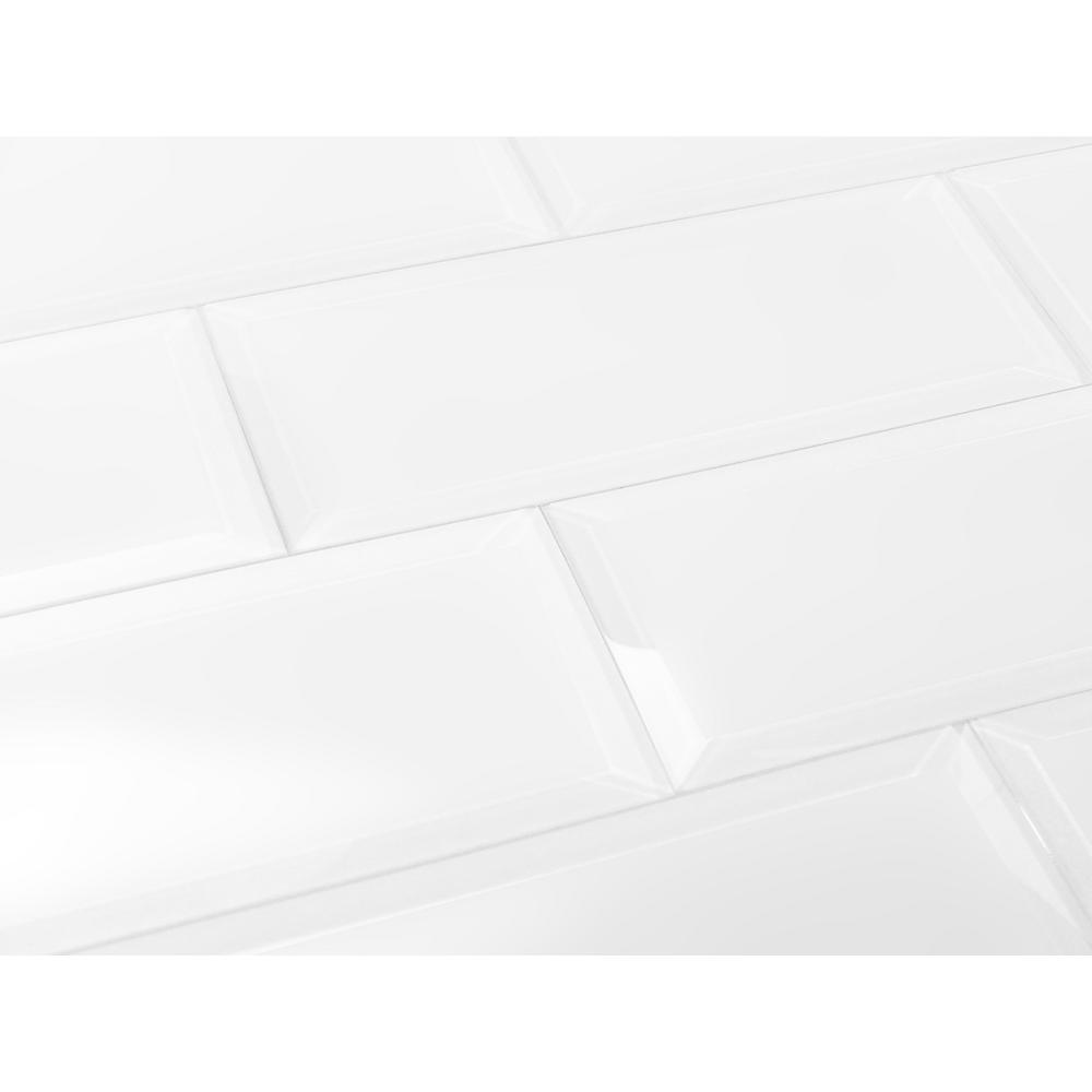 Abolos Subway 3 In X 12 In Rectangle White Beveled Matte Glass Peel