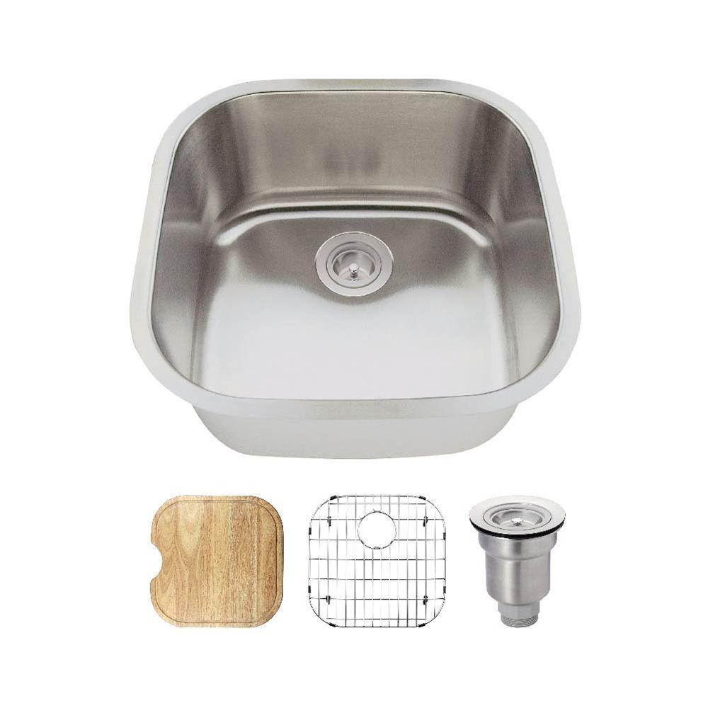 MR Direct All-in-One Undermount Stainless Steel 20 in. Single Bowl Bar ...