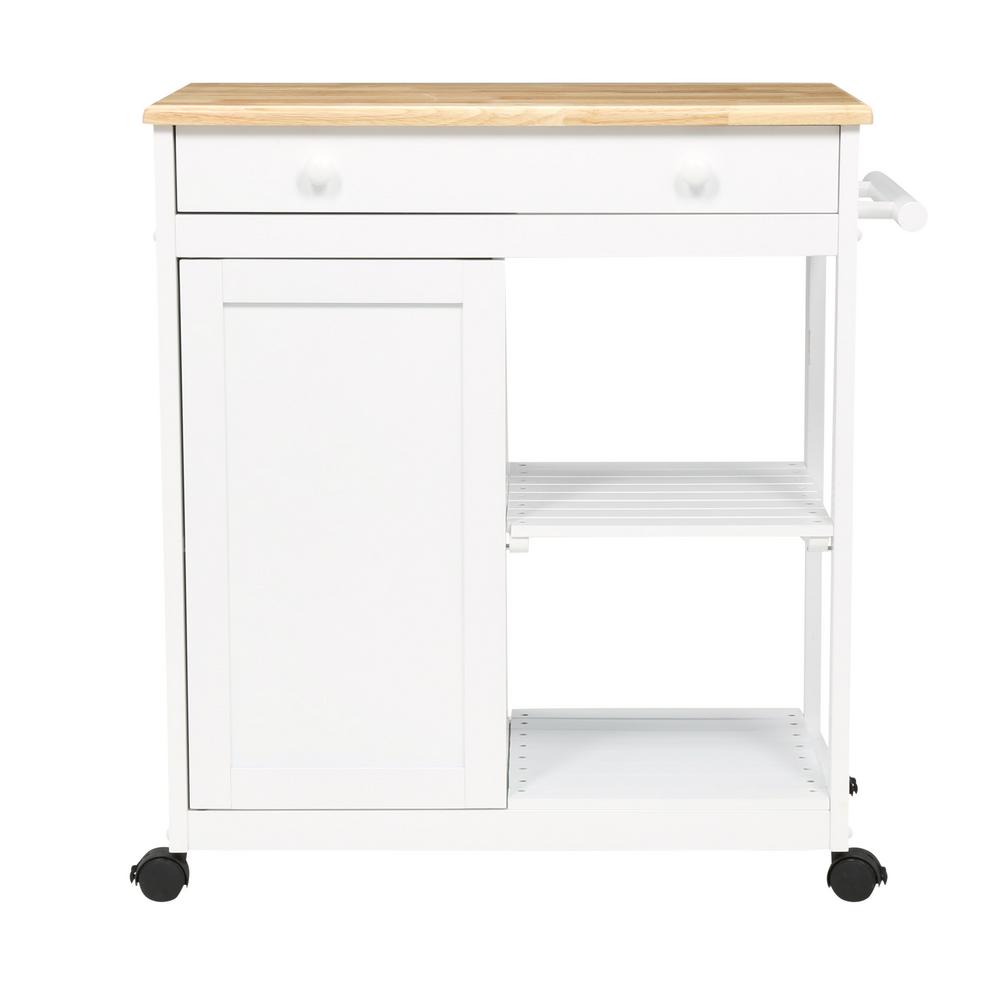 Catskill Craftsmen Cottage White Kitchen Cart With Storage ...