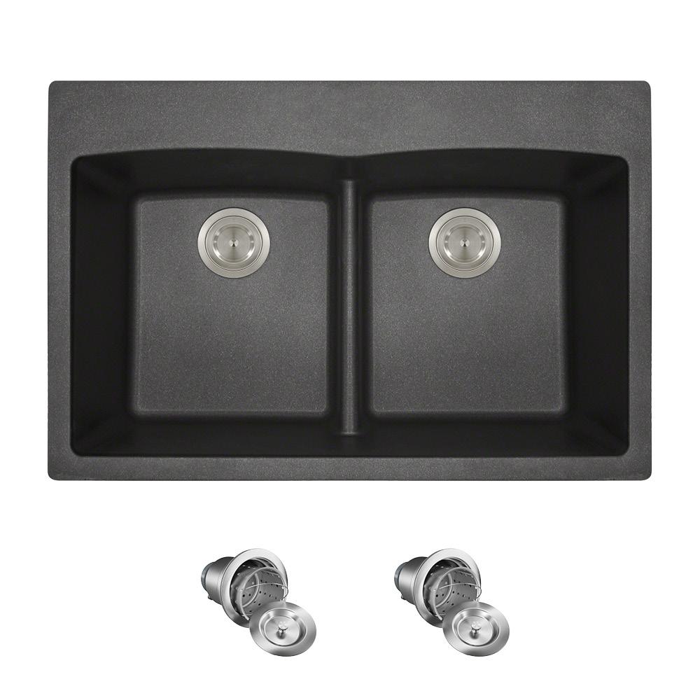 MR Direct AllinOne Dropin Granite Composite 33 in. 5Hole LowDivide