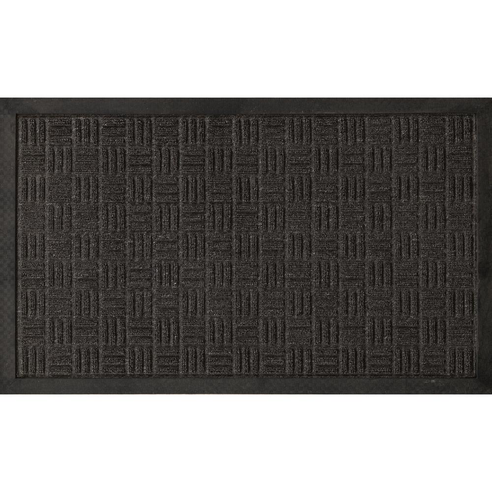 Ottomanson Charcoal 18 in. x 30 in. Loop Carpet Natural Rubber Door Mat