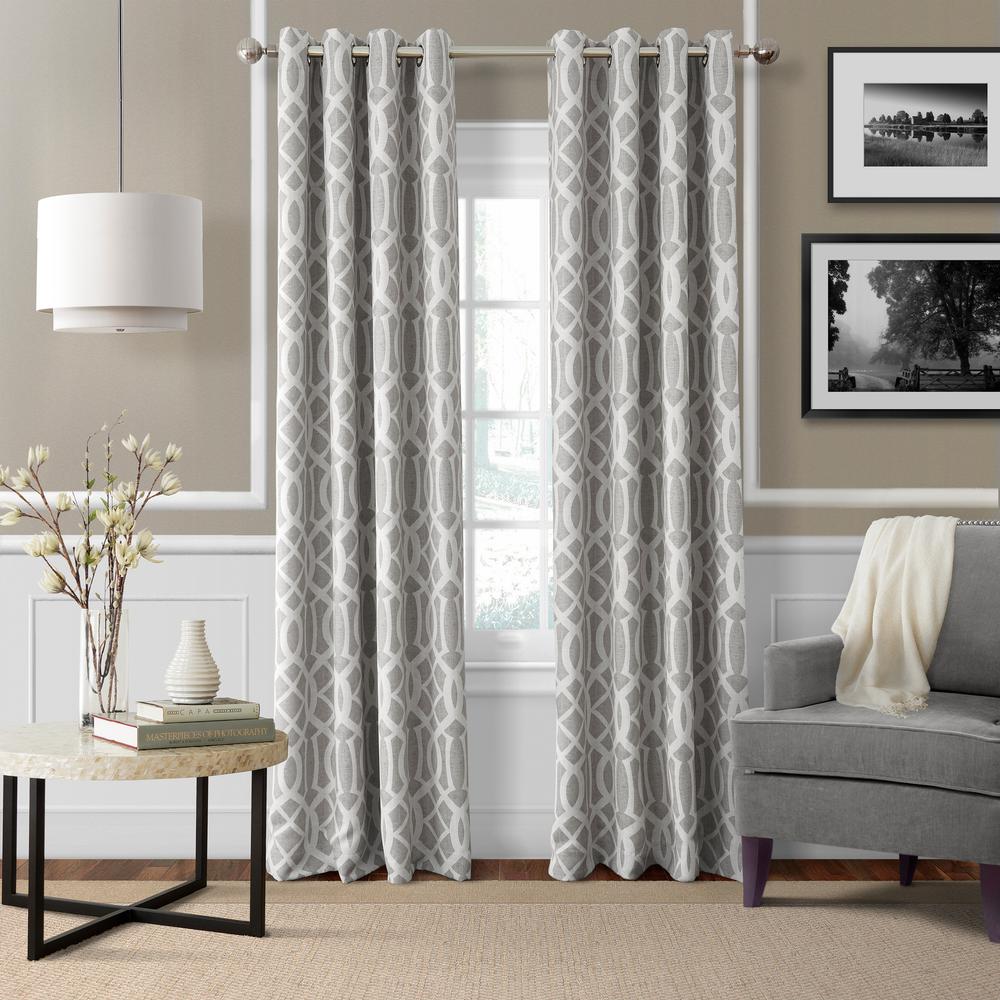 Blackout Gray Curtains Ds Window Treatments The Home Blackout Harper Gray Window Curtain Panel 52 In W X 95