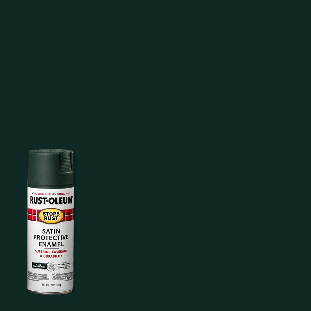 Rust-Oleum Stops Rust 12 oz. Protective Enamel Satin Dark Hunter Green ...