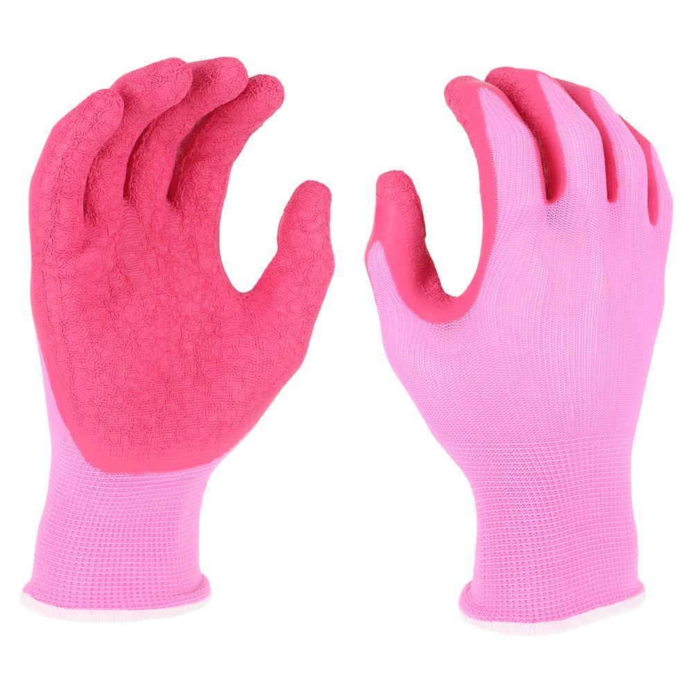 pink work gloves
