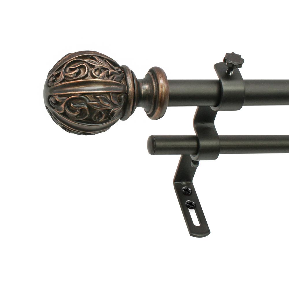 Montevilla 86 In 128 5 8 Urn Double Rod Set Distressed Leaf Ball Double Telescoping Dry Rod Set 26 In