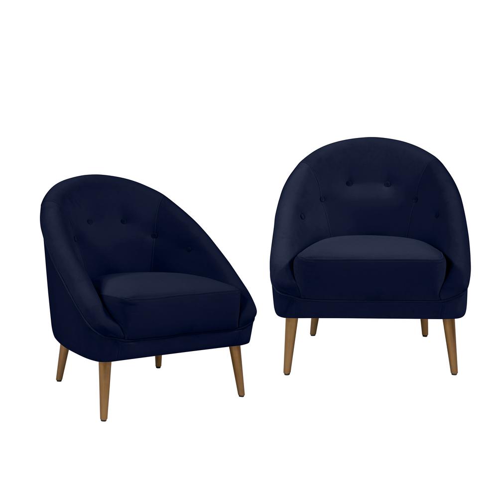 Handy Living Lori Modern Navy Blue Velvet Fabric Barrel Chair Set Of 2 340c2 Vbf59 750 The Home Depot