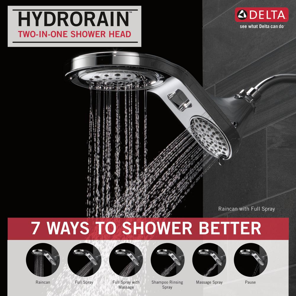 Delta Hydrorain Two In One 5 Spray 7 9 Double Wall Mount Fixed Delta Hydrorain Two In One 5 Spray 7 9