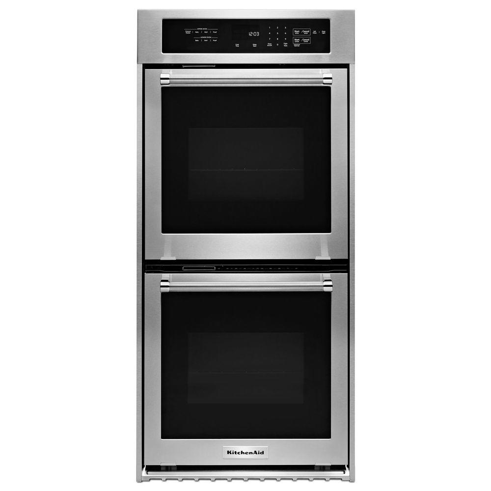 Whirlpool 24 In Double Electric Wall Oven Self Cleaning In Stainless   Stainless Steel Kitchenaid Double Electric Wall Ovens Kodc304ess 64 145 