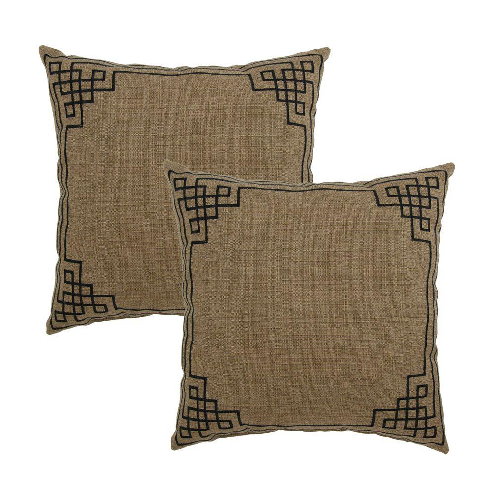 Hampton Bay Bark Embroidery Outdoor Throw Pillow (2Pack)767502003700
