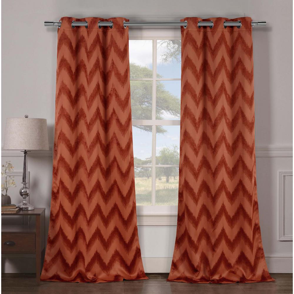 DUCK RIVER TEXTILE Stripe Rust Polyester Blackout Grommet Window
