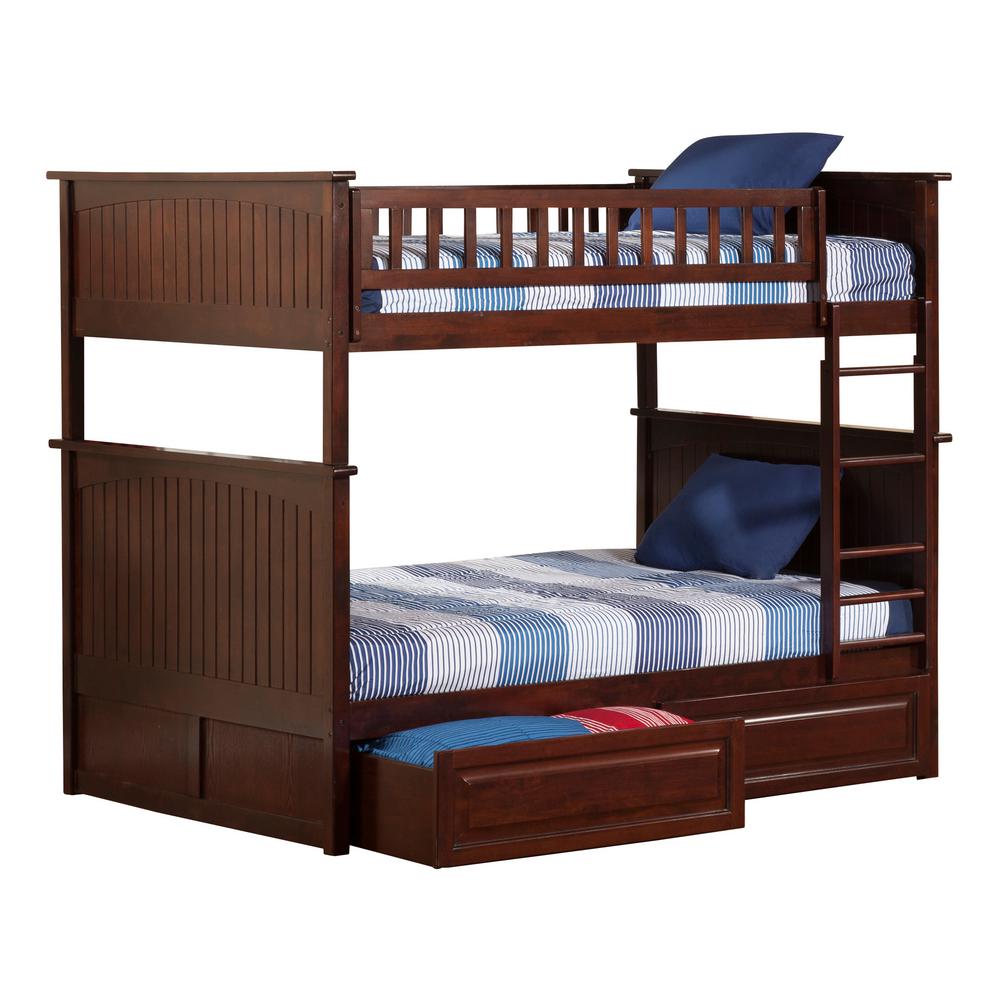 Atlantic Furniture Nantucket Walnut Full Over Bunk Bed With 2 Nantucket Walnut Full Over Bunk Bed With 2 Raised Panel Drawers