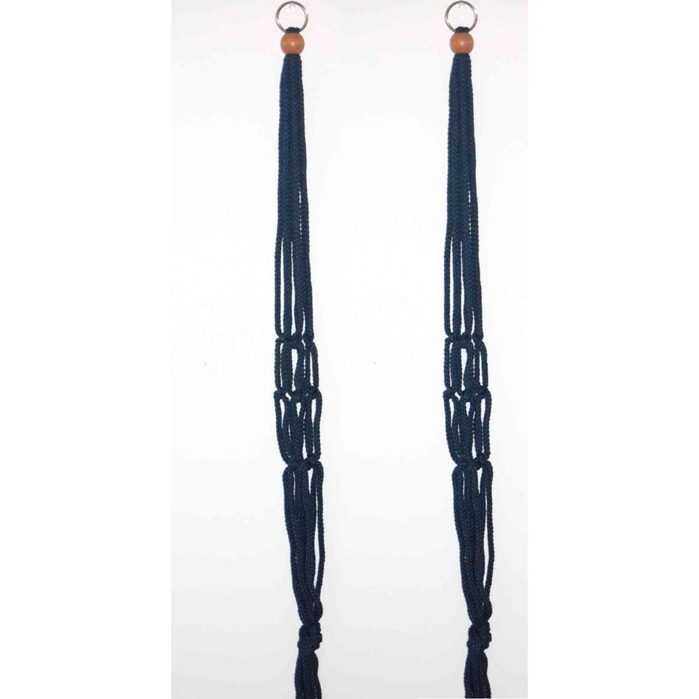 Primitive Planters 30 in. Navy Blue Polypropylene Macrame
