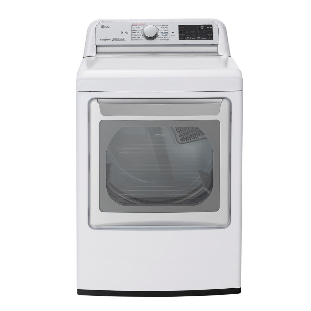 LG Electronics 7.3 cu. ft. Ultra Large Smart Front Load Electric Dryer with EasyLoad Door, TurboSteam, and Wi-Fi Enabled in White was $1099.0 now $748.0 (32.0% off)