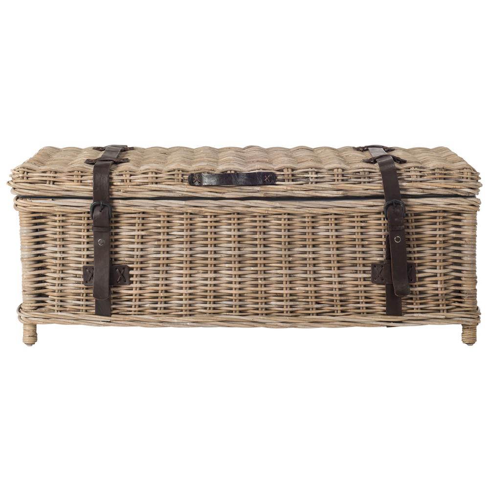 Safavieh Navarro Rattan Gray Coffee Table Trunk SEA7022B The Home Depot