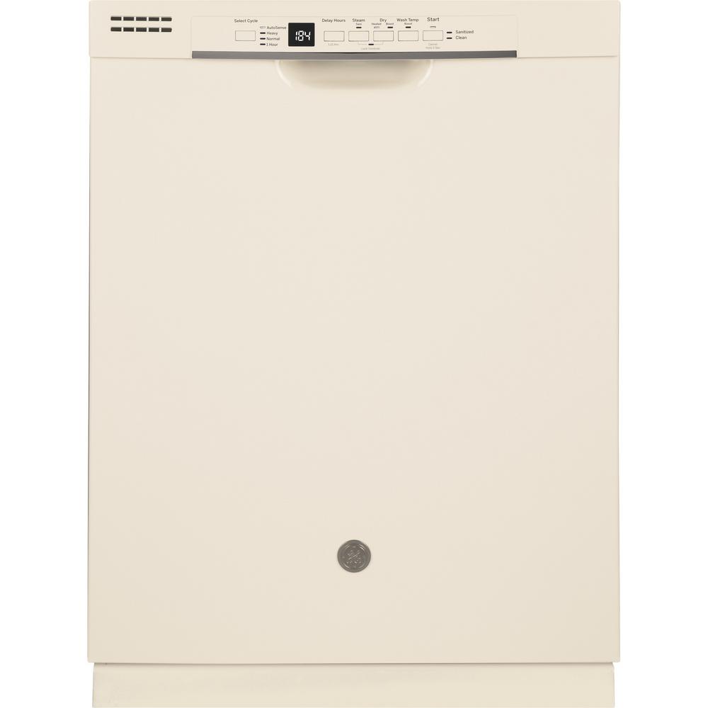 GE 24 in. Front Control BuiltIn Tall Tub Dishwasher in Bisque with Steam Prewash, 54 dBA