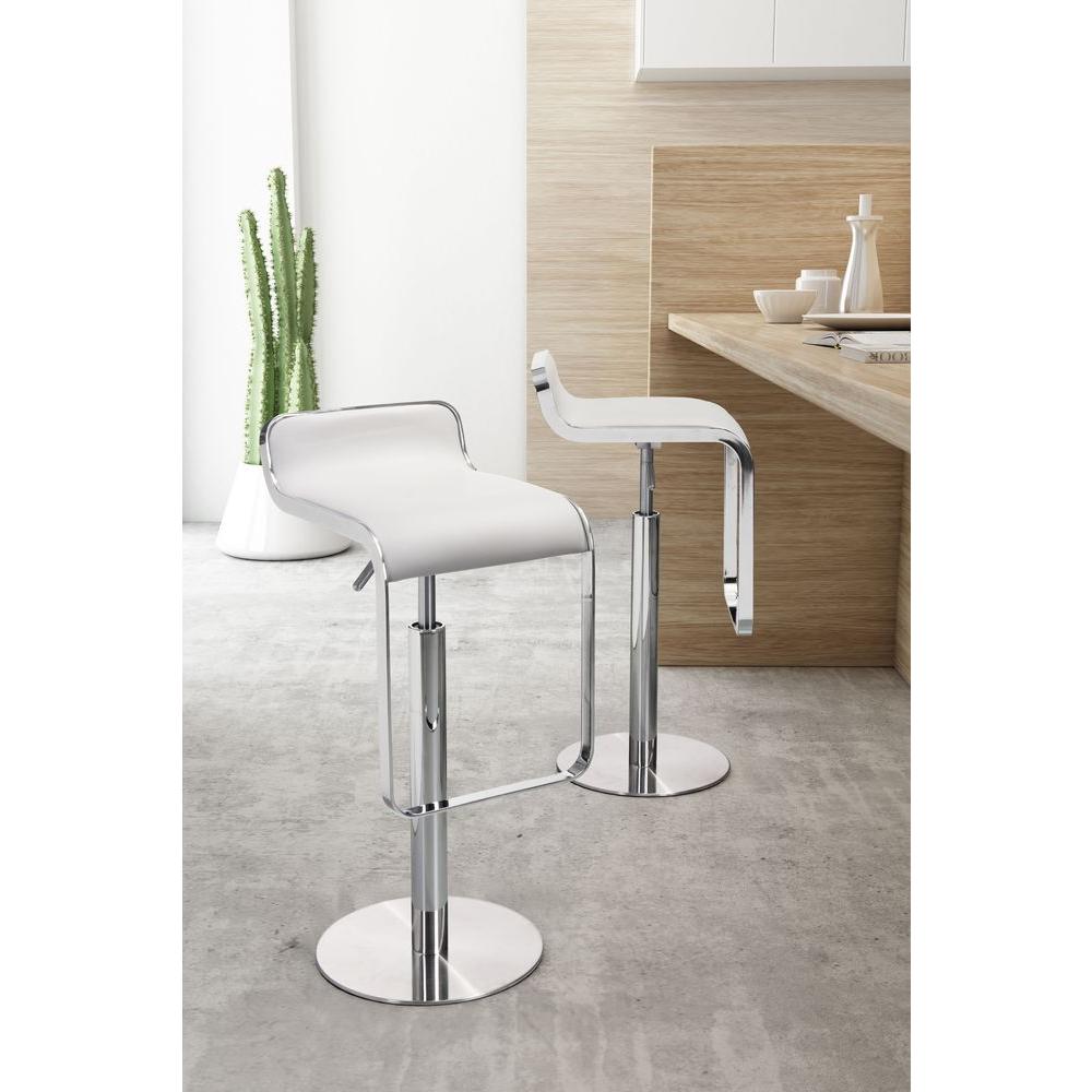 ZUO Adjustable Height White Bar Stool301113 The Home Depot