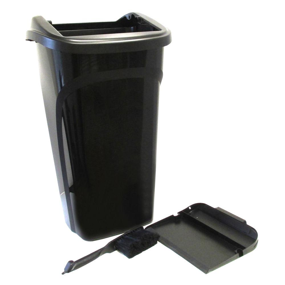 United Solutions 10 Gal. All in 1 Black Wastebasket with Dustpan Lid