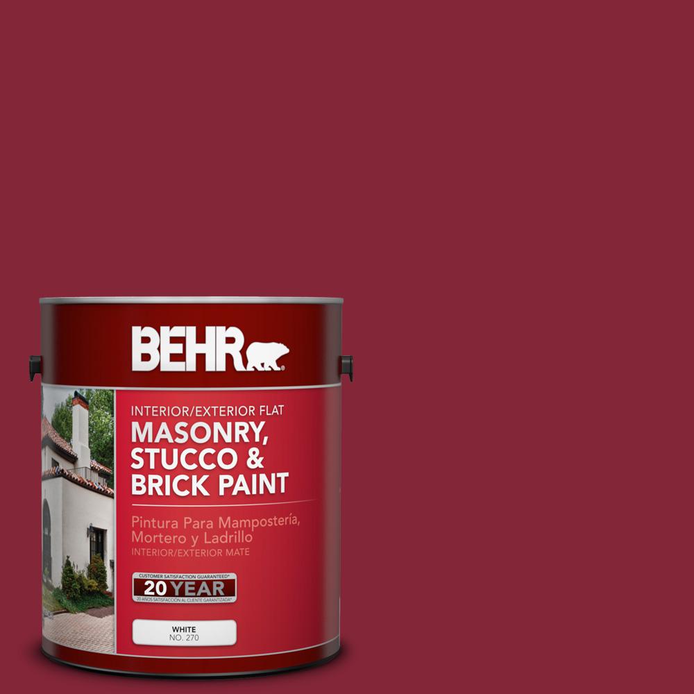 Behr 1 Gal M140 7 Dark Crimson Flat Interior Exterior Masonry M140 7 Dark Crimson Flat Interior Exterior Masonry