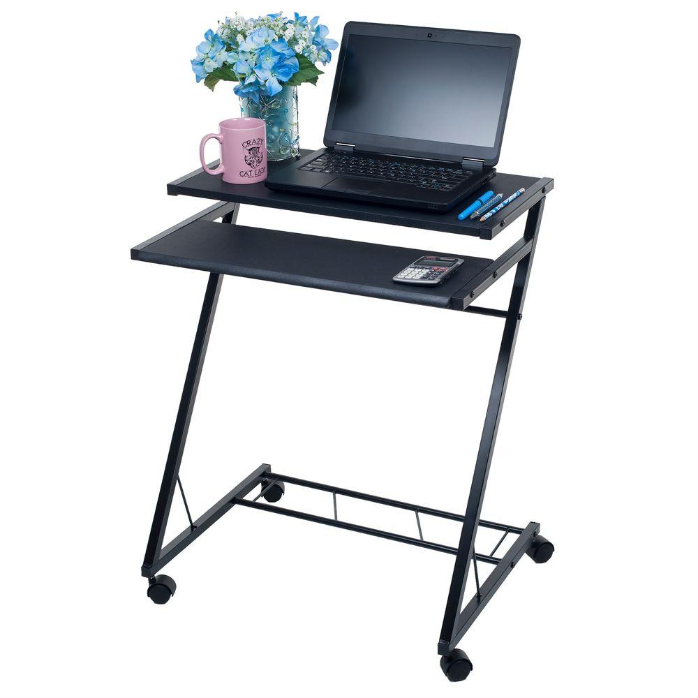 Lavish Home Black Laptop Desk With Wheels 80 Ct10080 The Home Depot