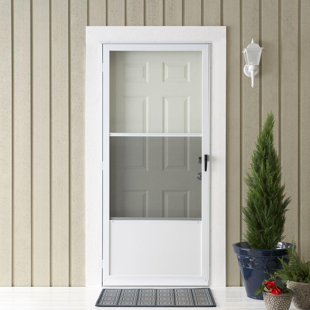 Emco 32 In X 80 In 75 Series White Self Storing Storm Door E75ss